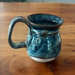 Studio Art Pottery Mug in blues and browns
